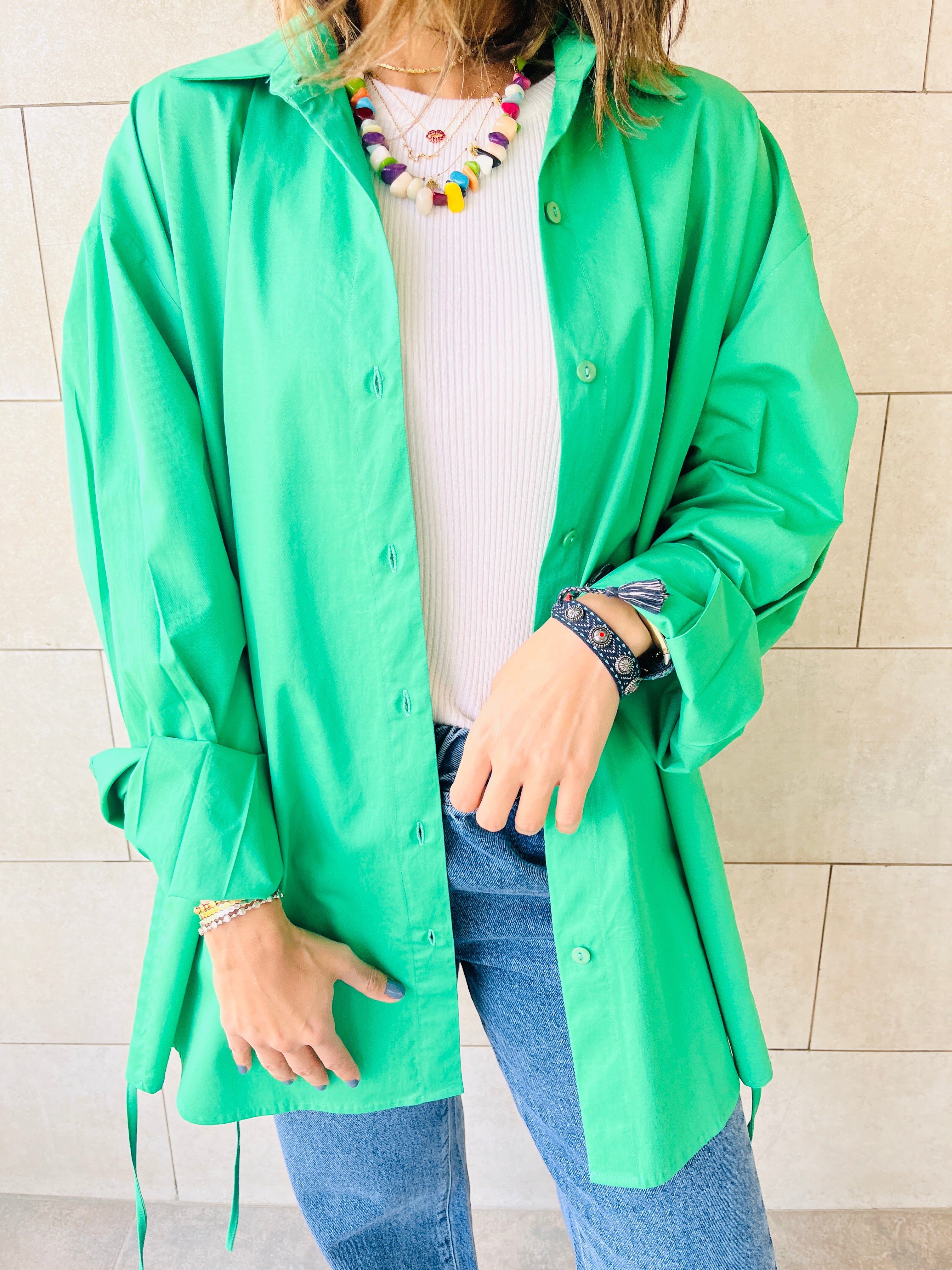 Green Everywhere You Go Poplin Shirt