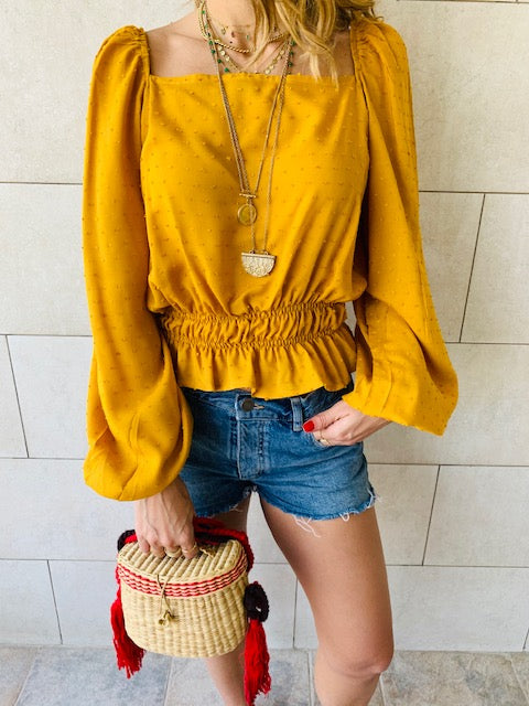 Mustard Summer Night Cropped Top
