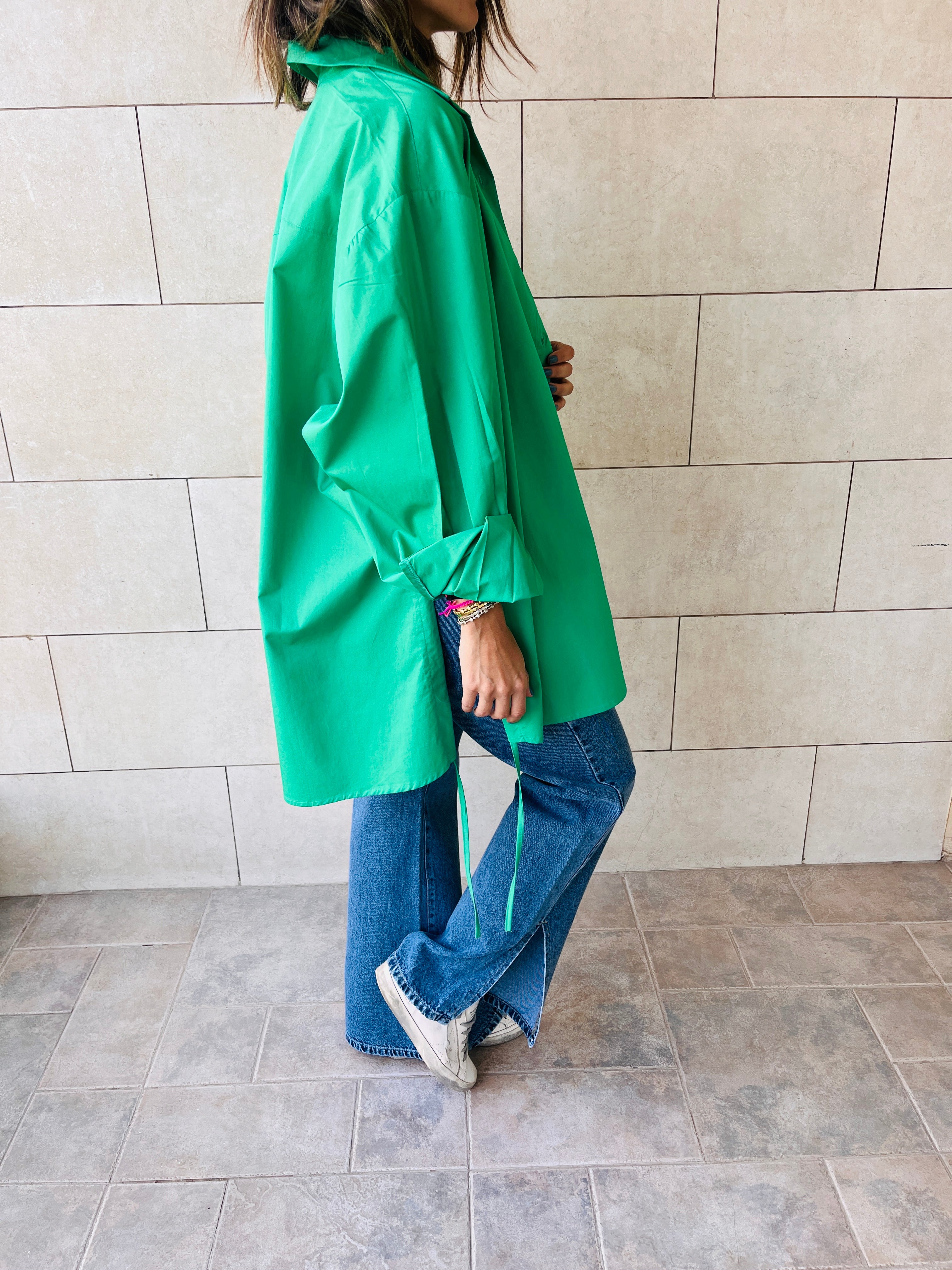 Green Everywhere You Go Poplin Shirt