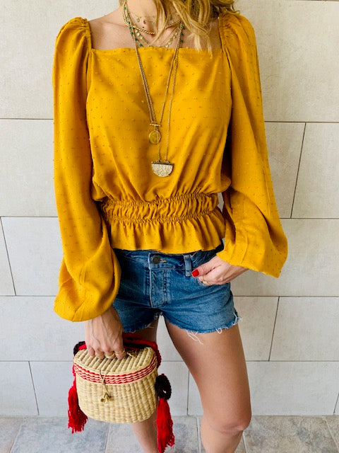 Mustard Summer Night Cropped Top