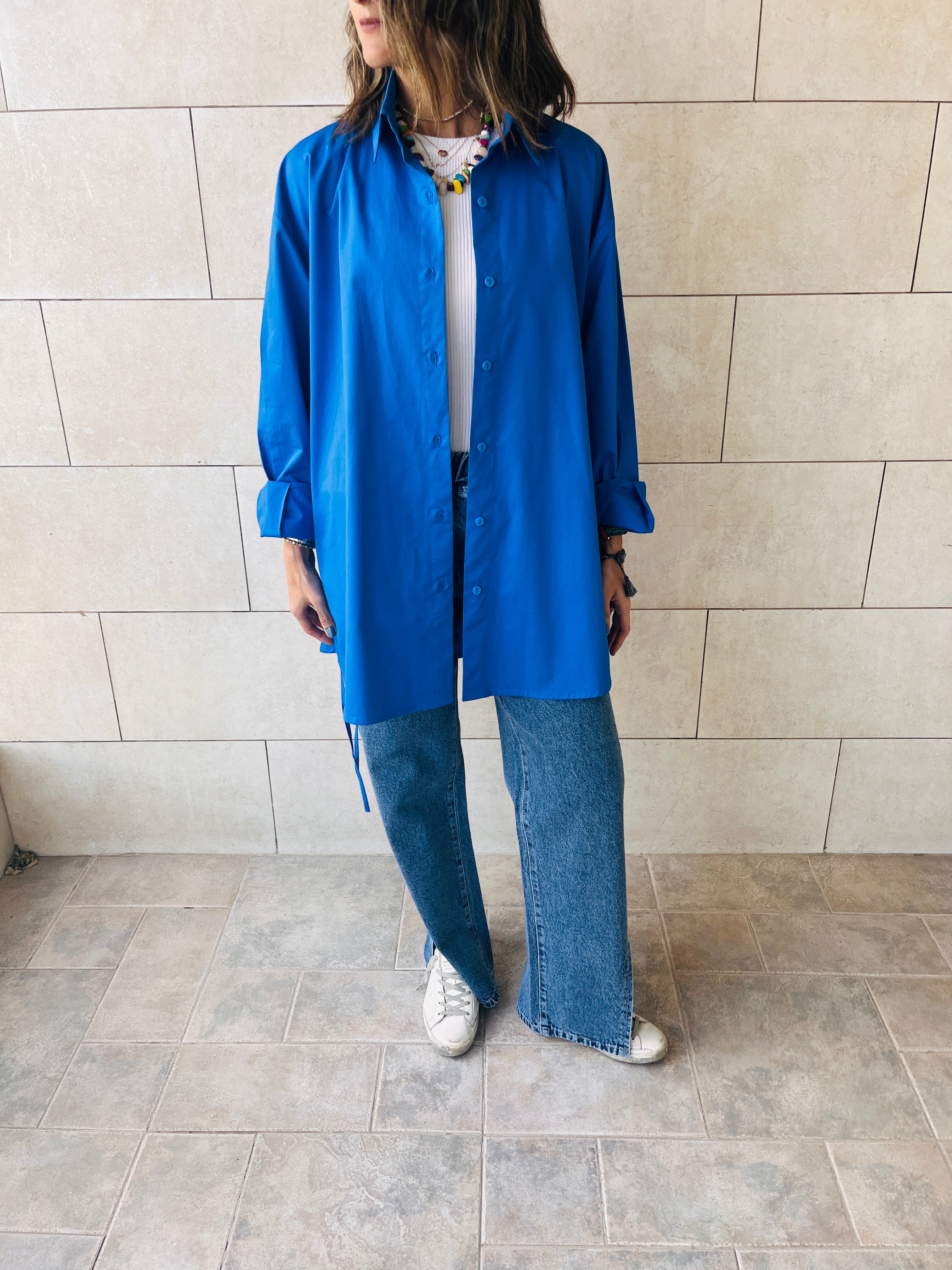 Blue Everywhere You Go Poplin Shirt