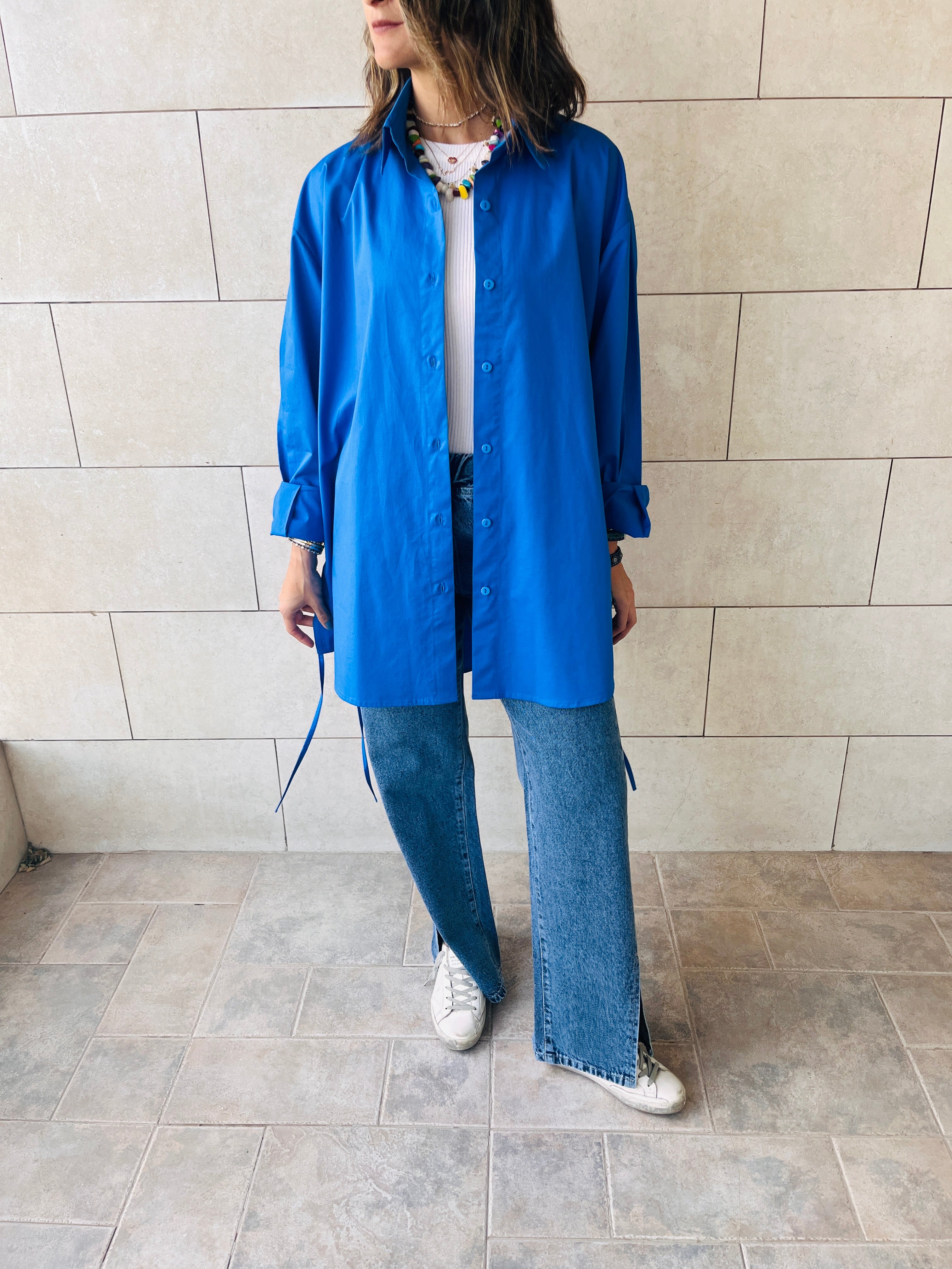 Blue Everywhere You Go Poplin Shirt