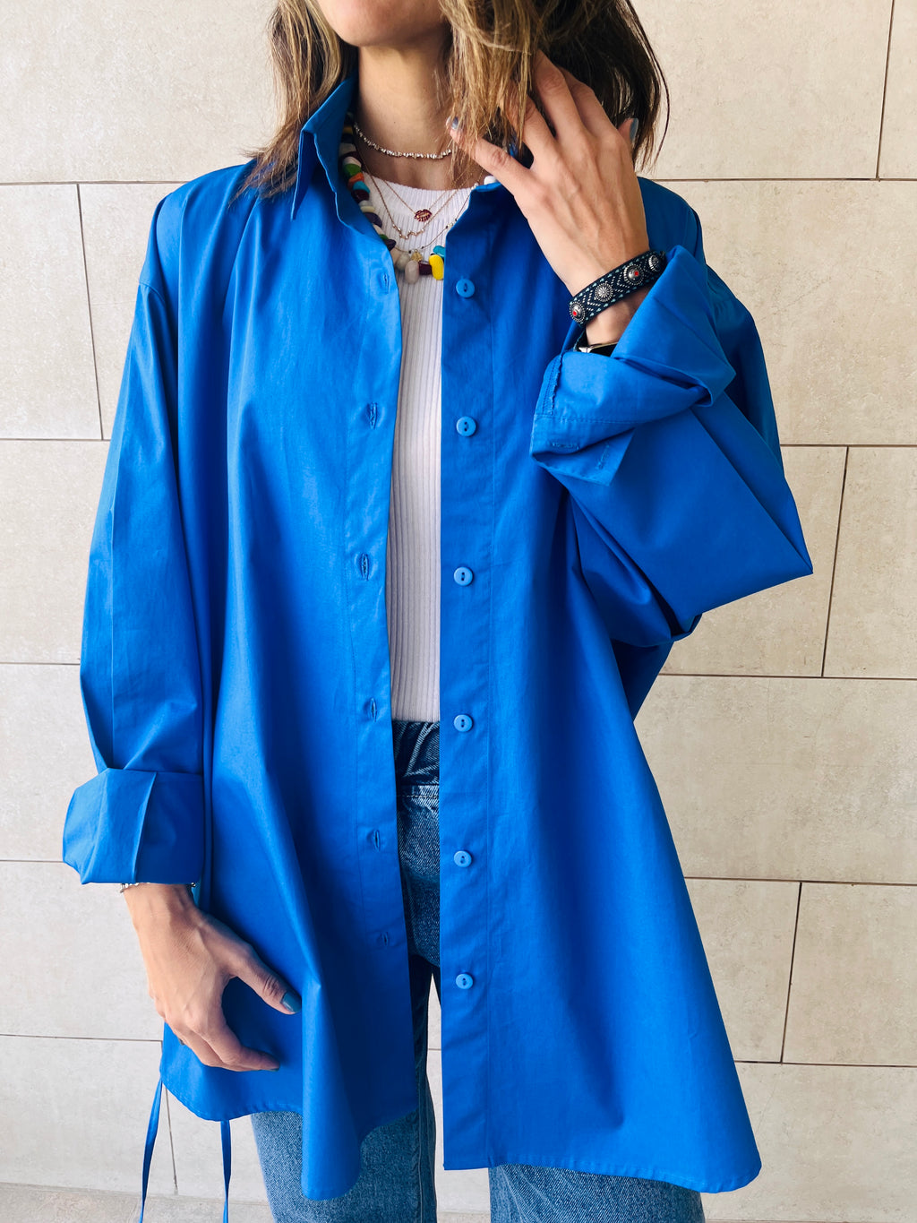 Blue Everywhere You Go Poplin Shirt