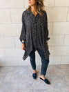 Black Chiffon High Low Shirt