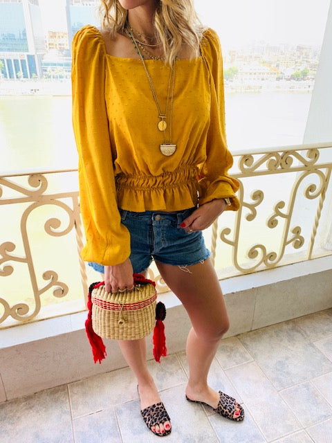 Mustard Summer Night Cropped Top
