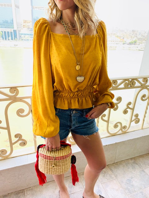 Mustard Summer Night Cropped Top