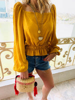 Mustard Summer Night Cropped Top