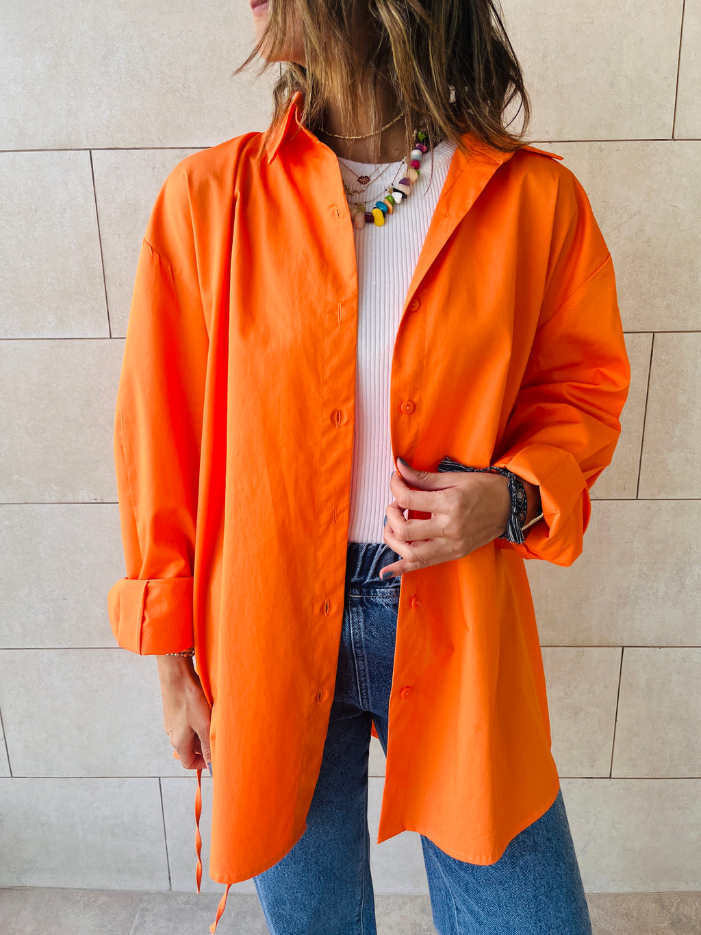 Orange Everywhere You Go Poplin Shirt