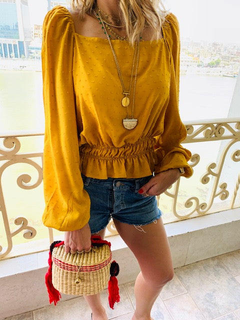 Mustard Summer Night Cropped Top