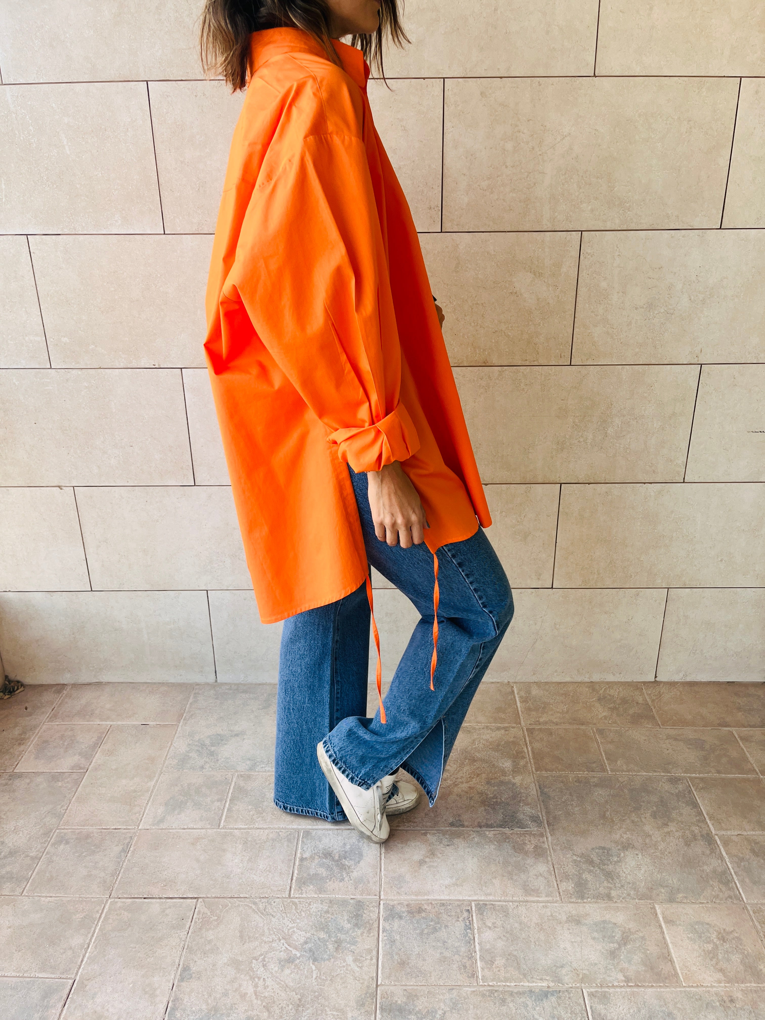 Orange Everywhere You Go Poplin Shirt
