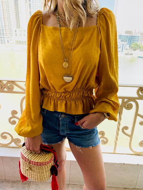 Mustard Summer Night Cropped Top