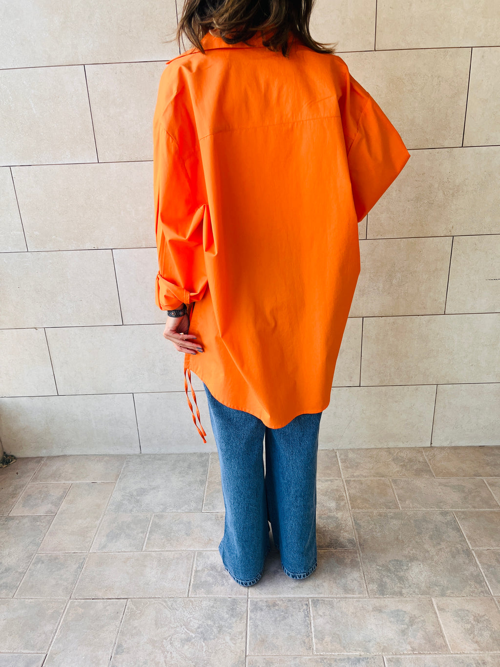 Orange Everywhere You Go Poplin Shirt