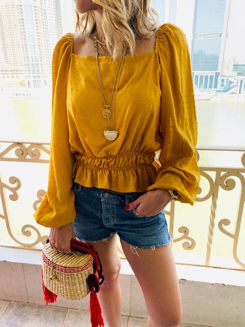 Mustard Summer Night Cropped Top