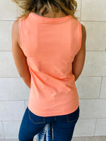 Baby Blue & White & Orange Sleeveless T-Shirt