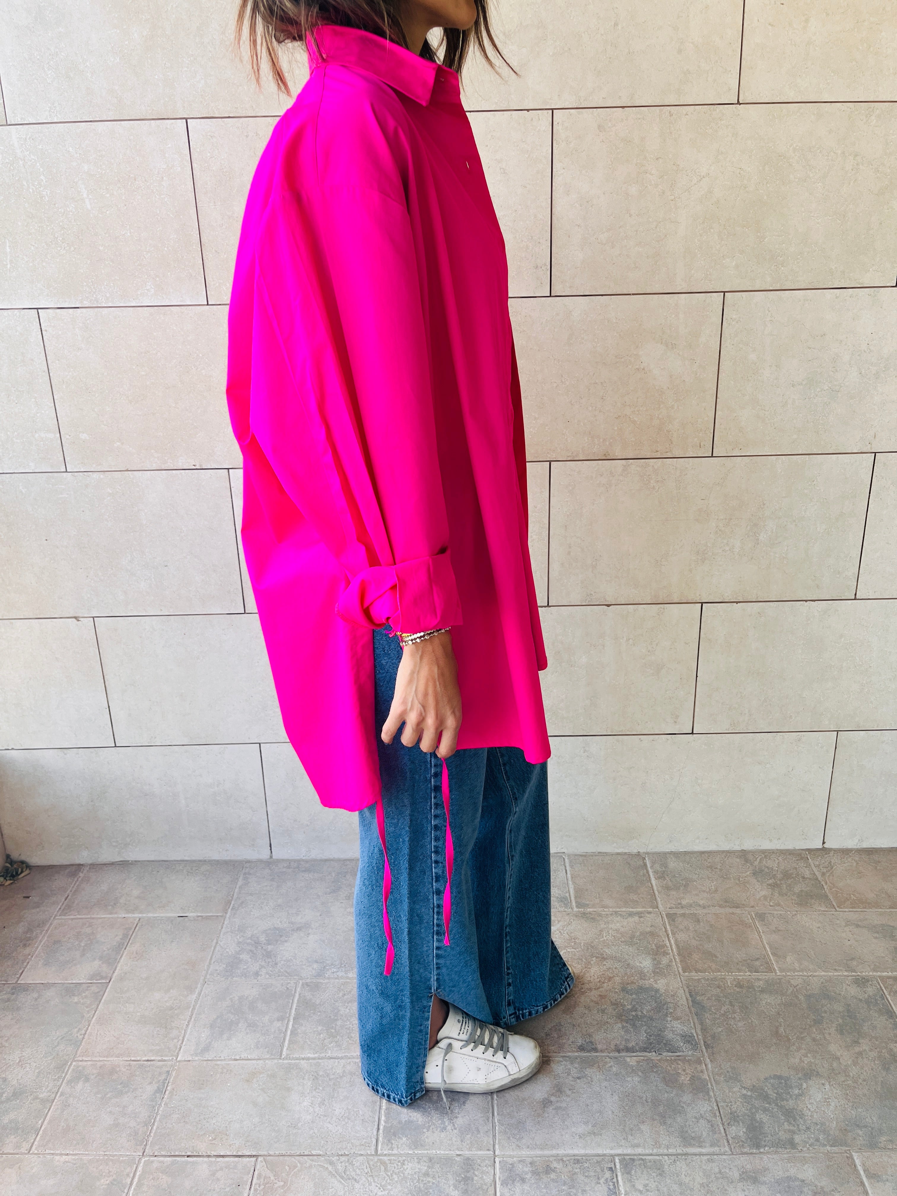 Fuchsia Everywhere You Go Poplin Shirt