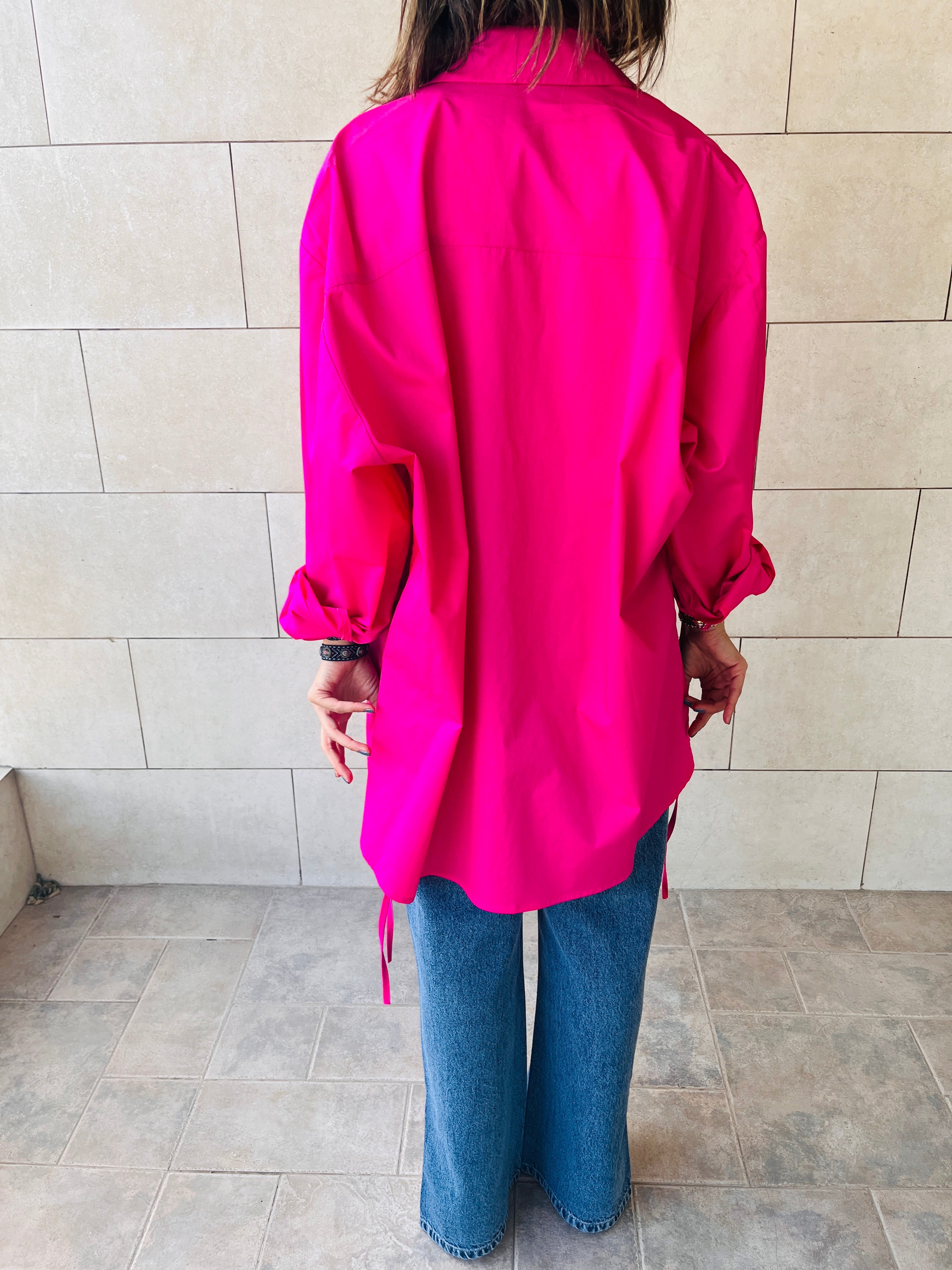 Fuchsia Everywhere You Go Poplin Shirt