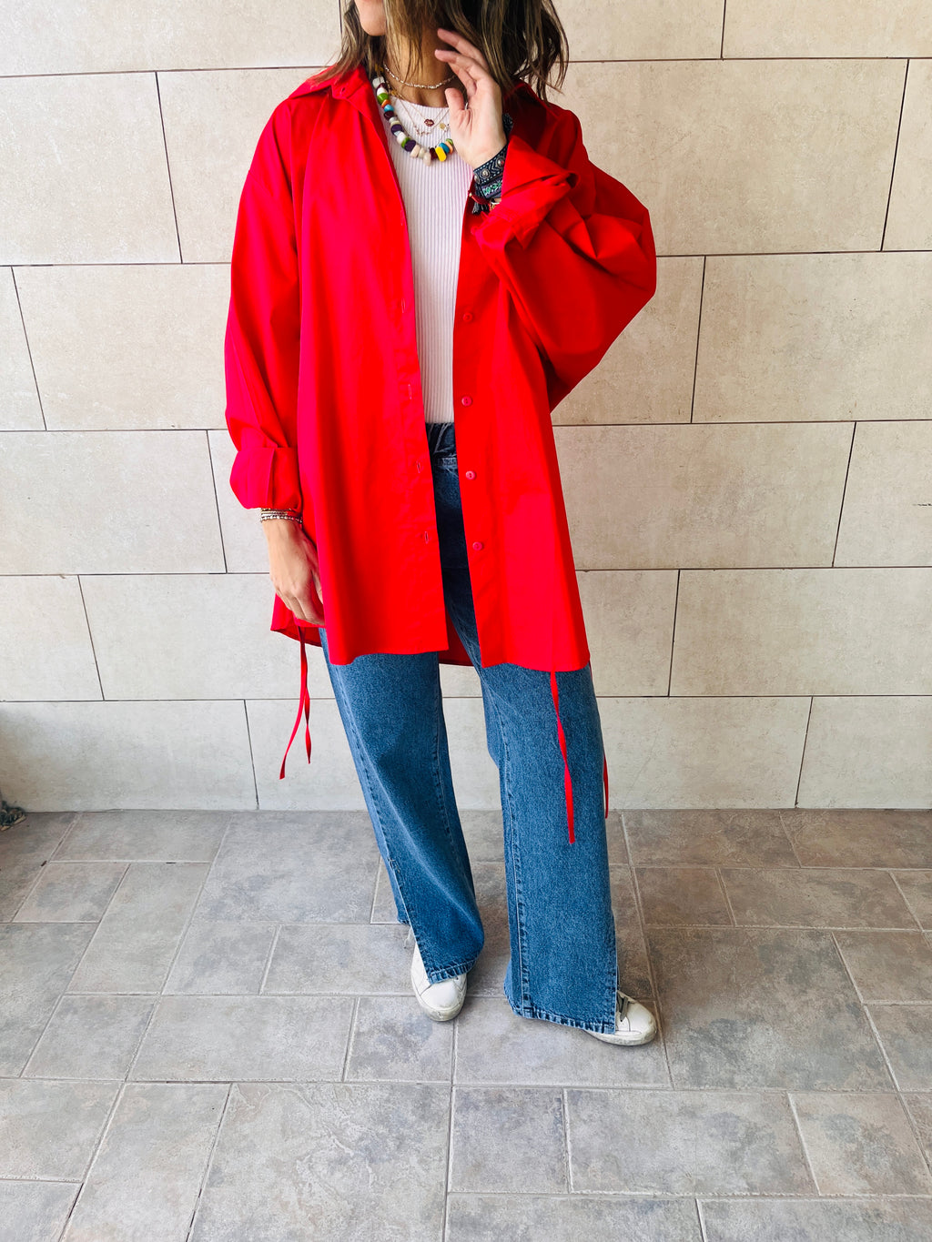 Red Everywhere You Go Poplin Shirt