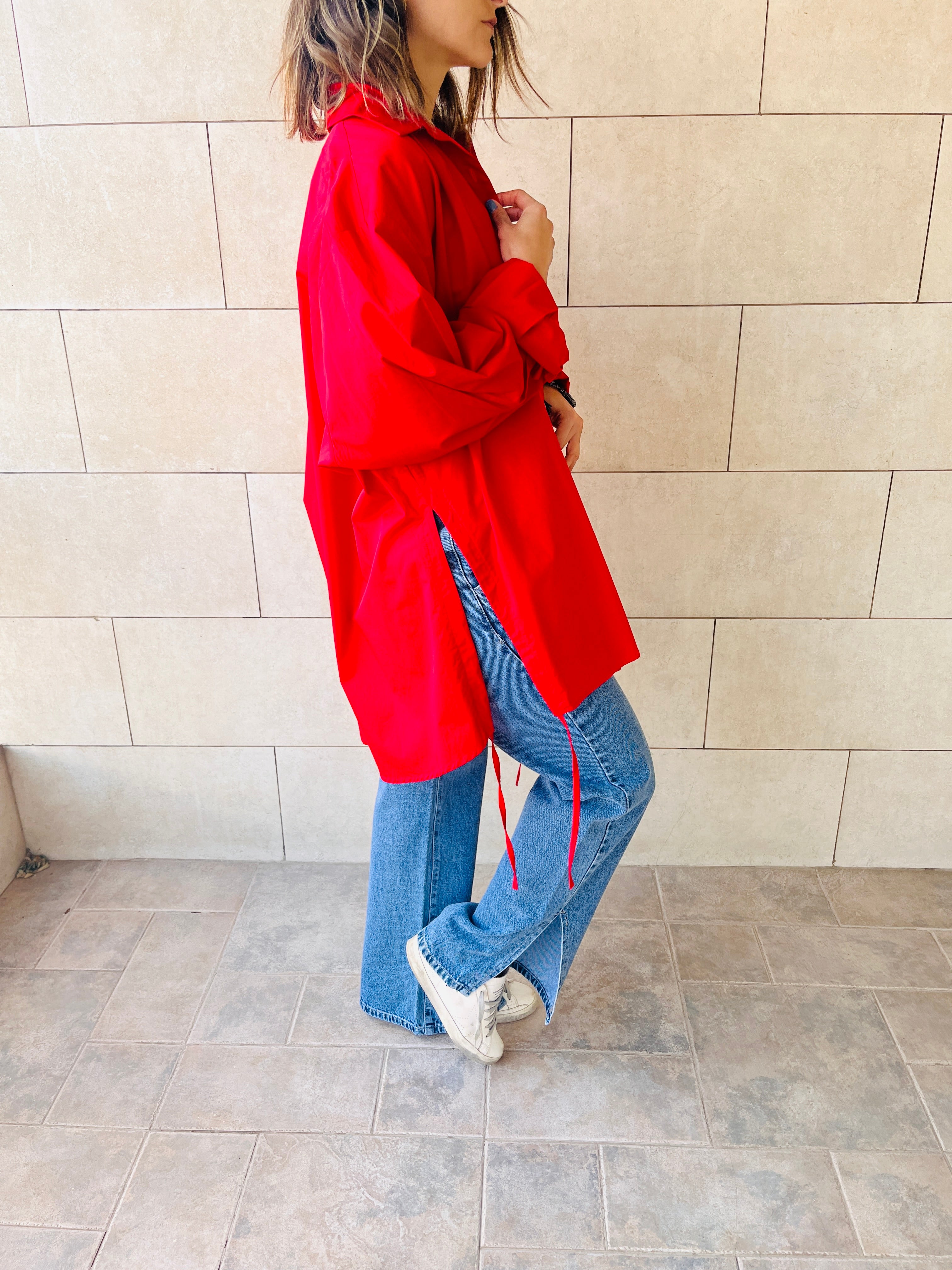 Red Everywhere You Go Poplin Shirt