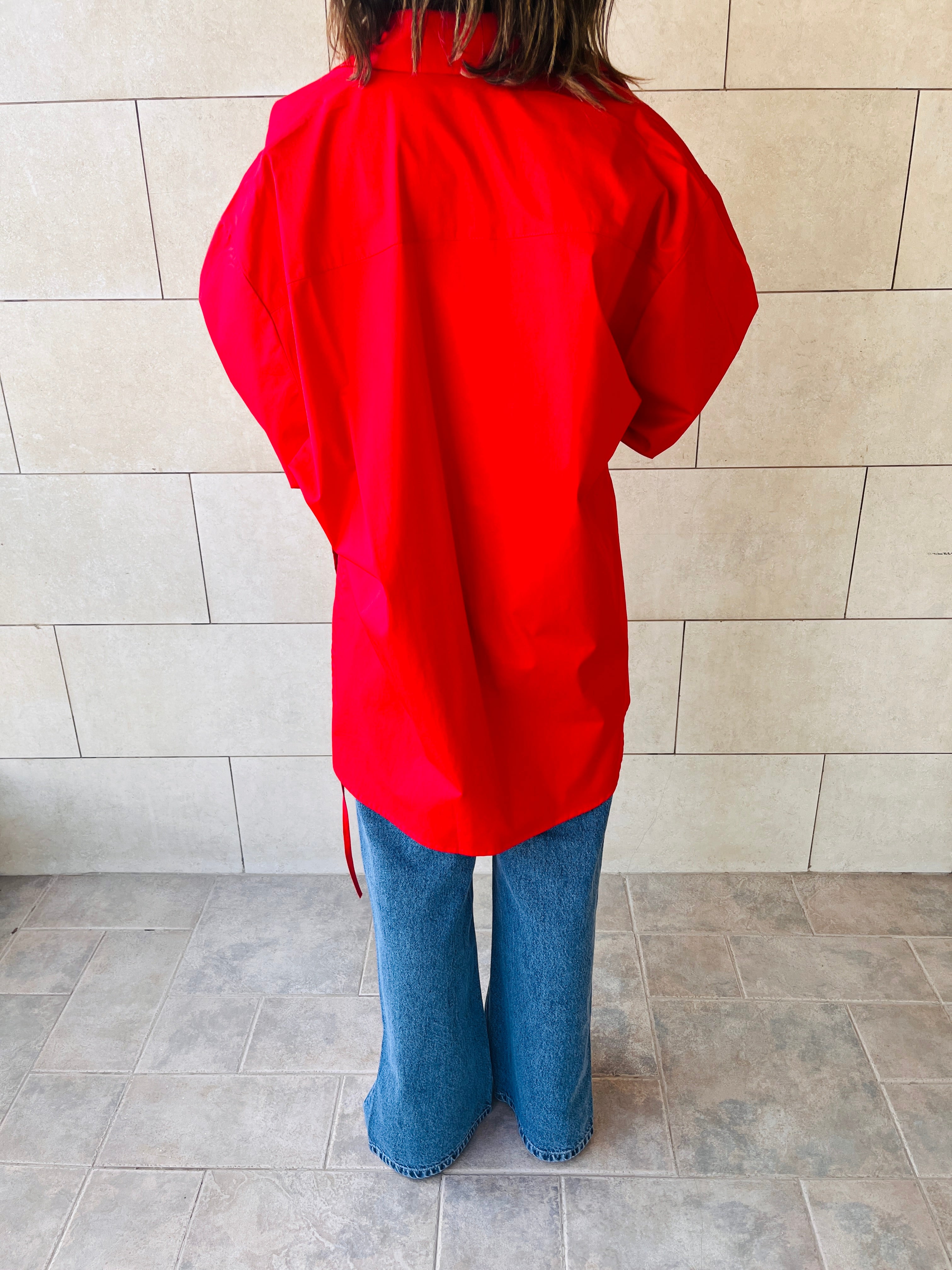 Red Everywhere You Go Poplin Shirt