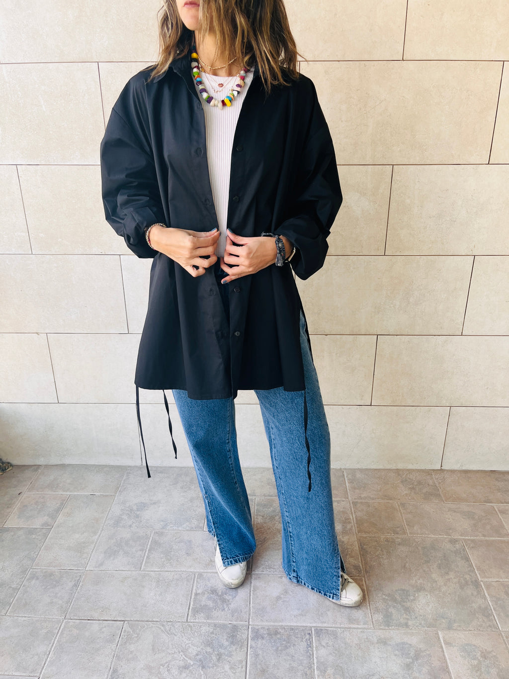 Black Everywhere You Go Poplin Shirt