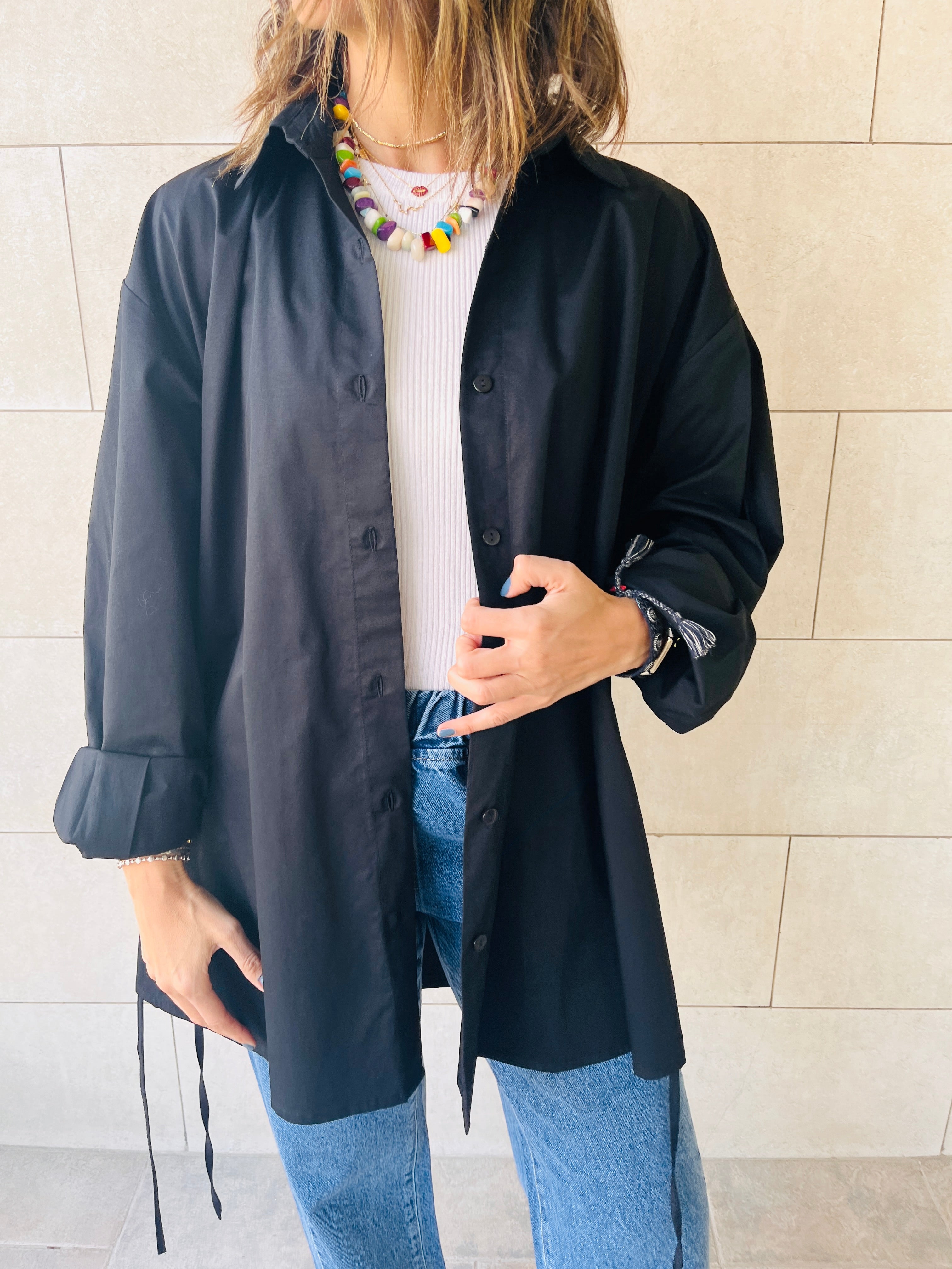 Black Everywhere You Go Poplin Shirt