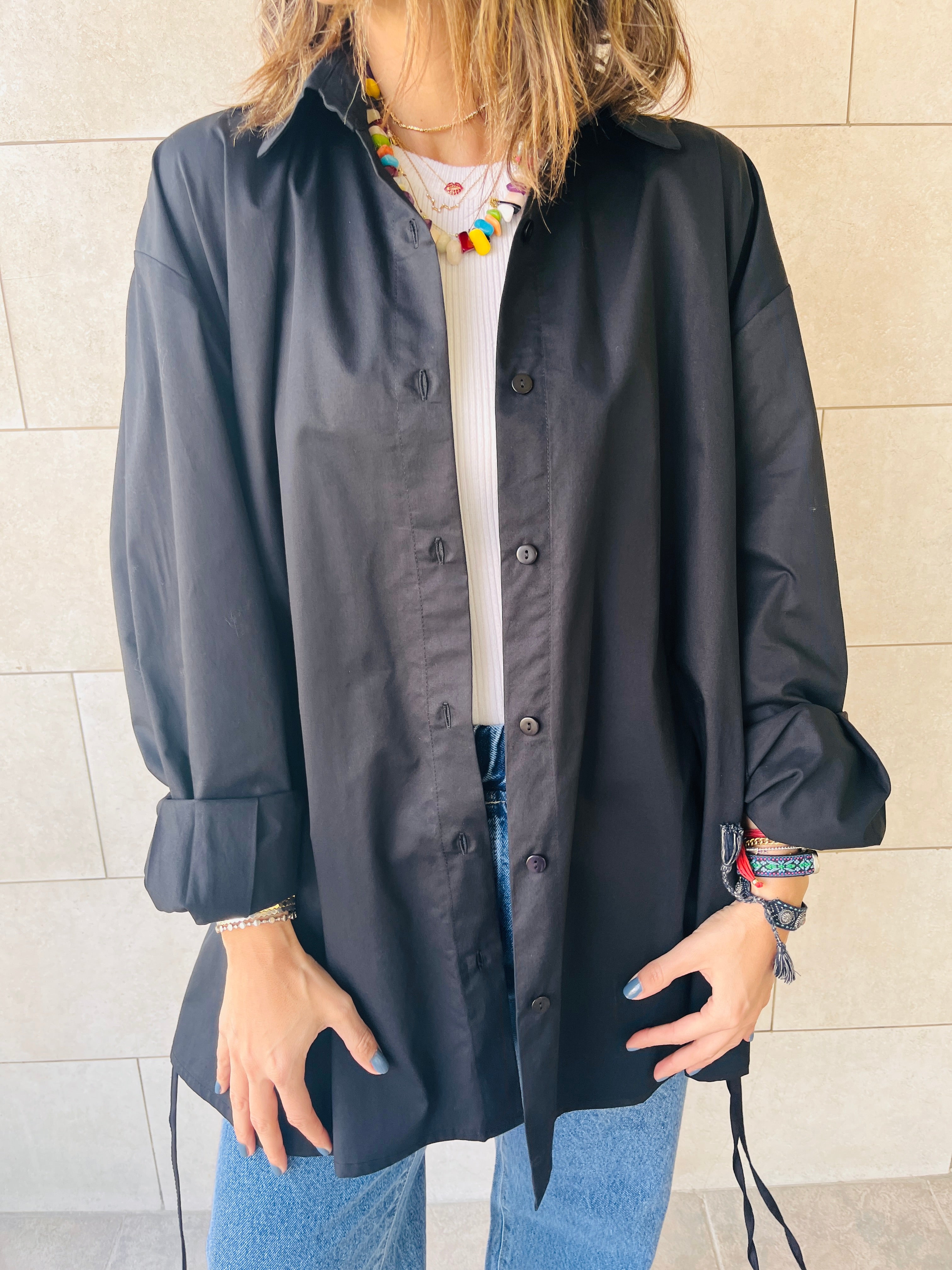 Black Everywhere You Go Poplin Shirt