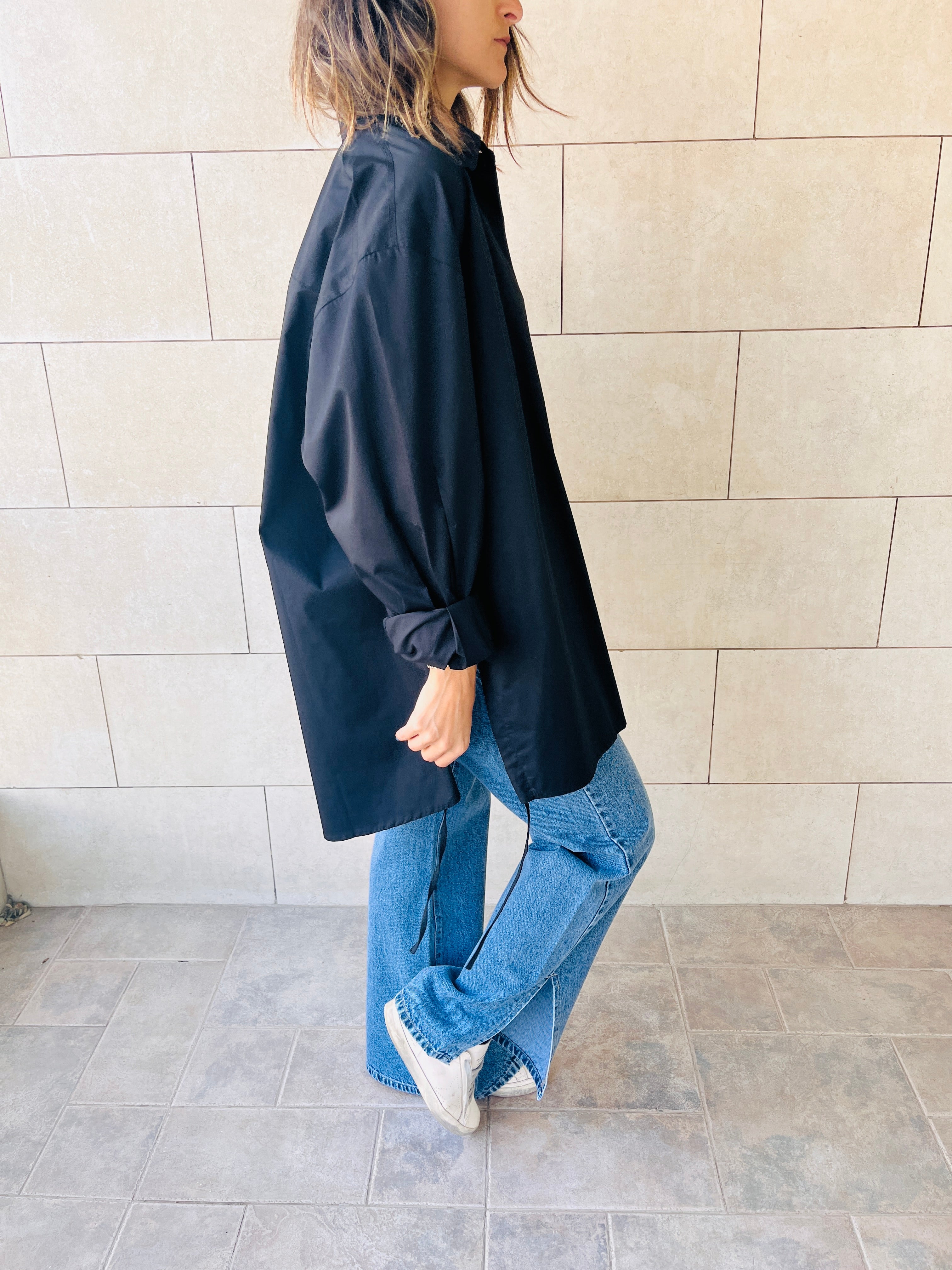 Black Everywhere You Go Poplin Shirt