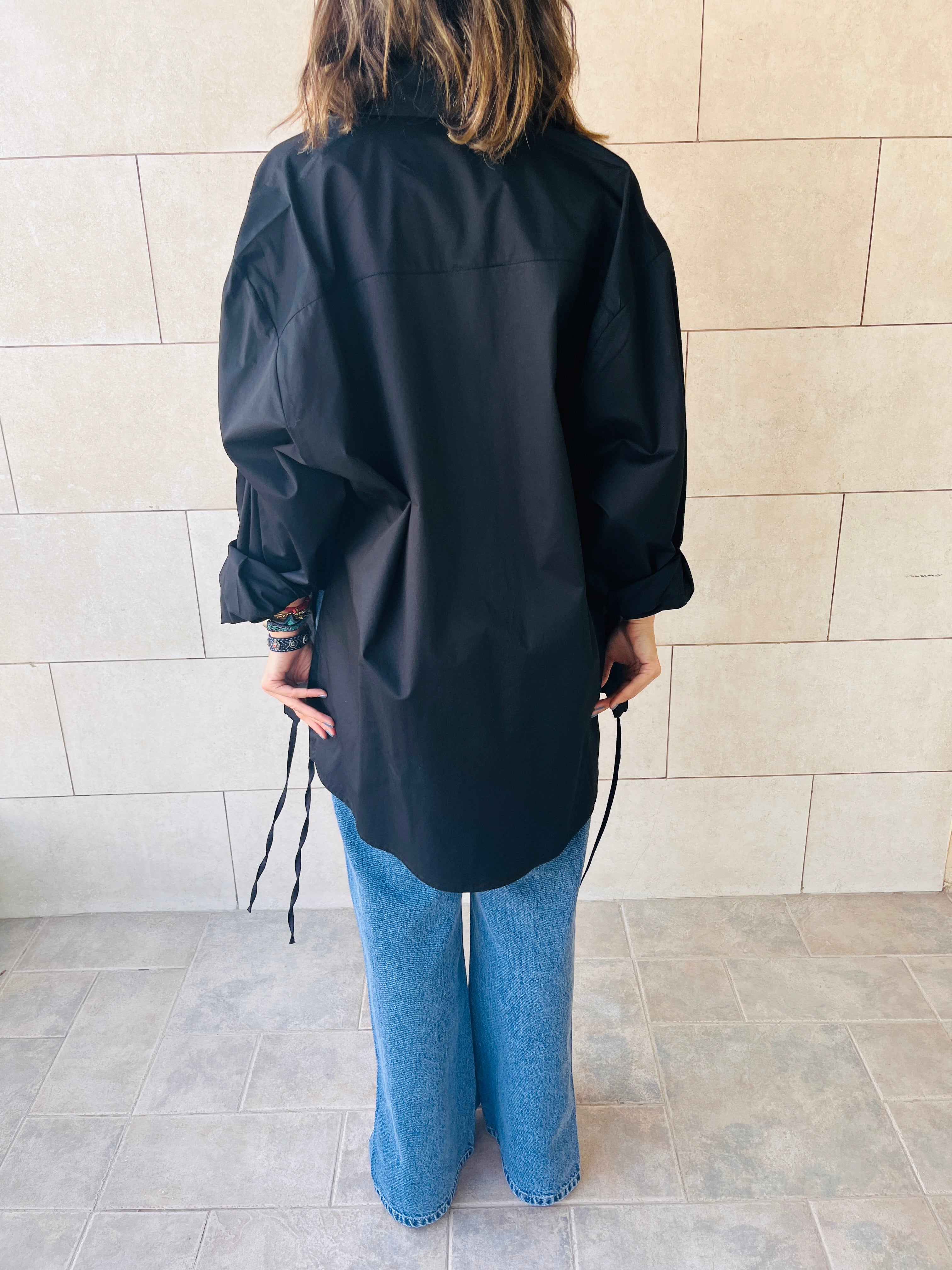 Black Everywhere You Go Poplin Shirt