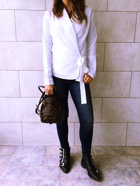 White Blazer Wrap Top