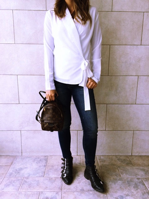 White Blazer Wrap Top