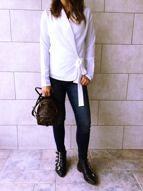 White Blazer Wrap Top