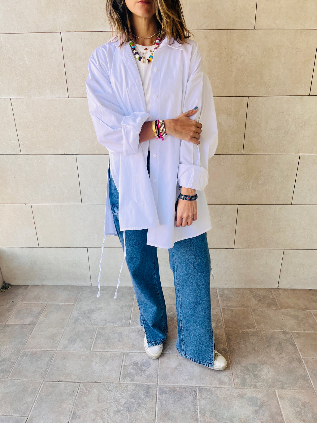 White Everywhere You Go Poplin Shirt