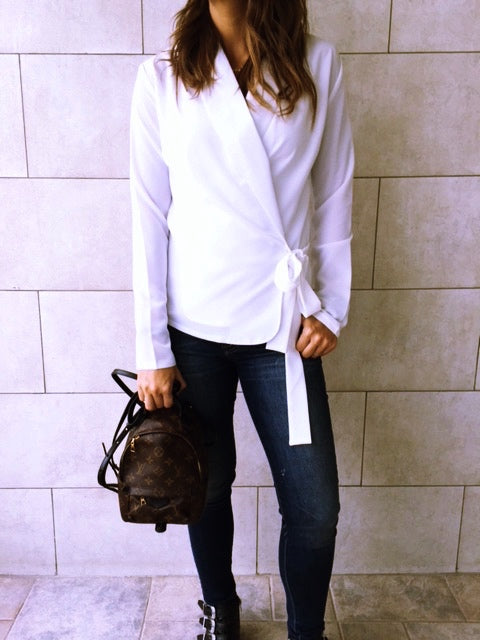 White Blazer Wrap Top