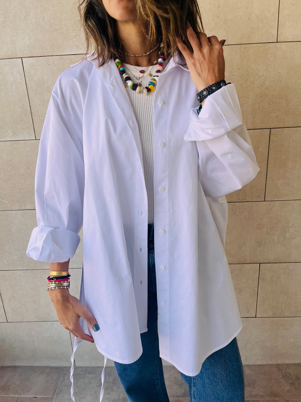 White Everywhere You Go Poplin Shirt