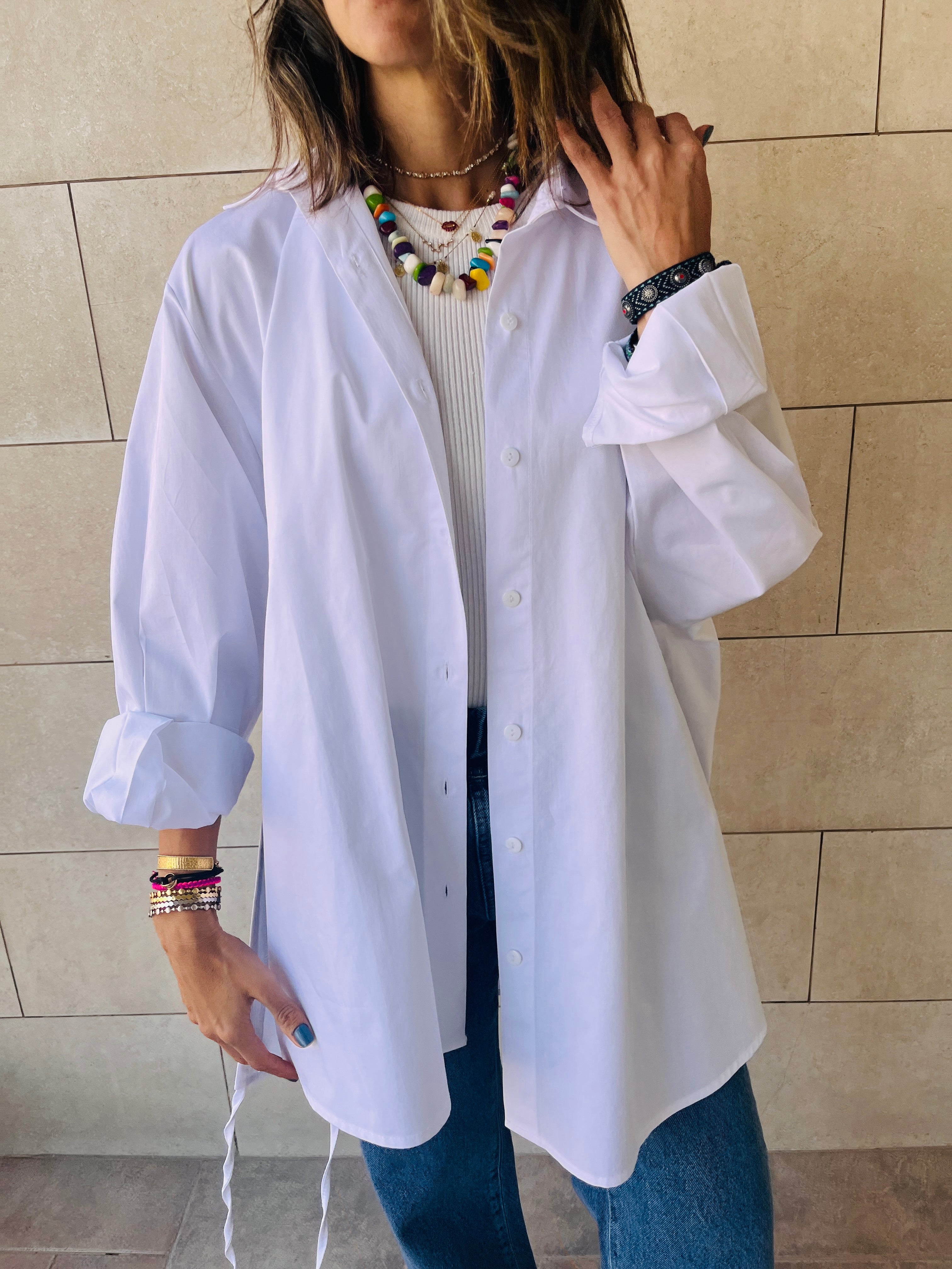 White Everywhere You Go Poplin Shirt