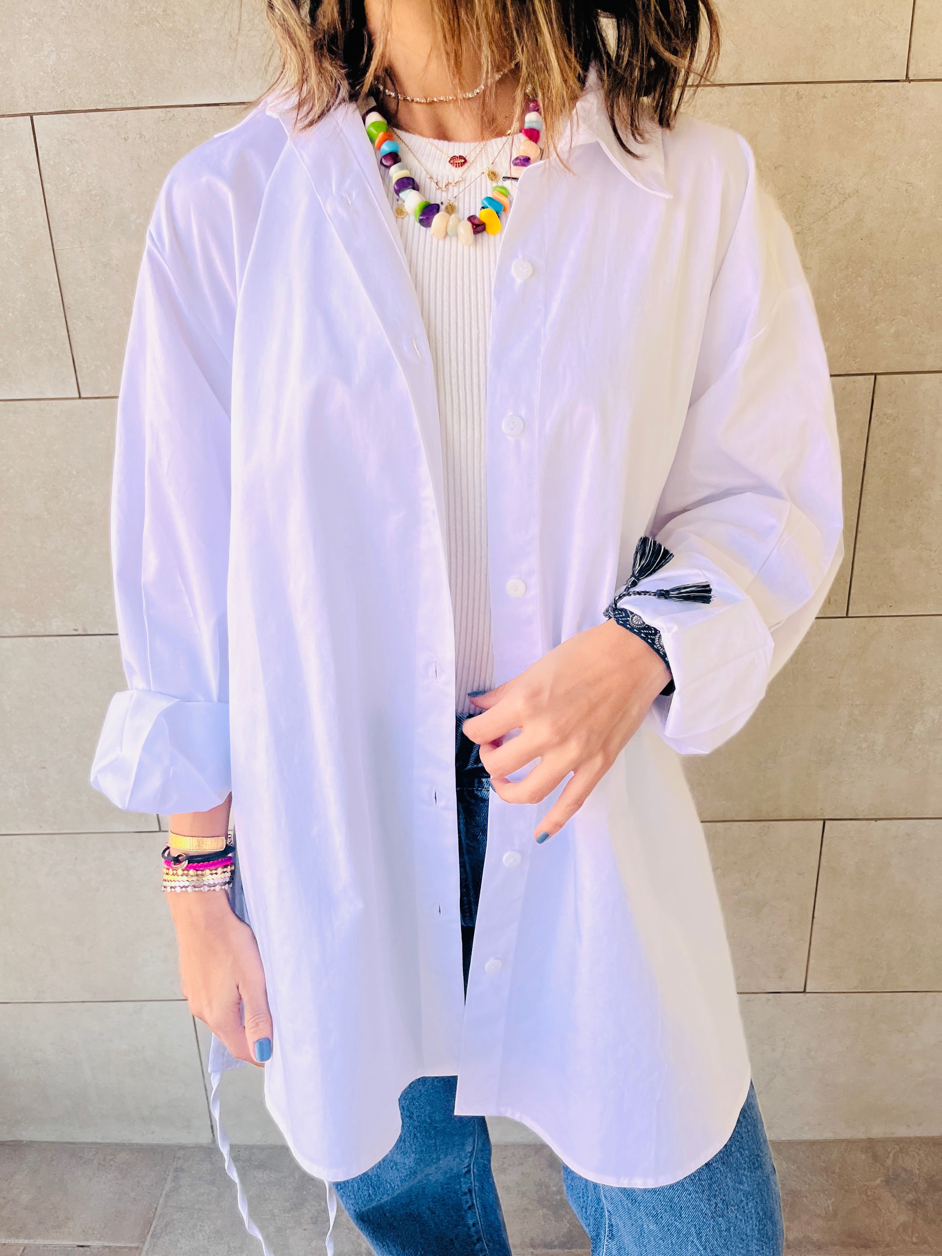 White Everywhere You Go Poplin Shirt