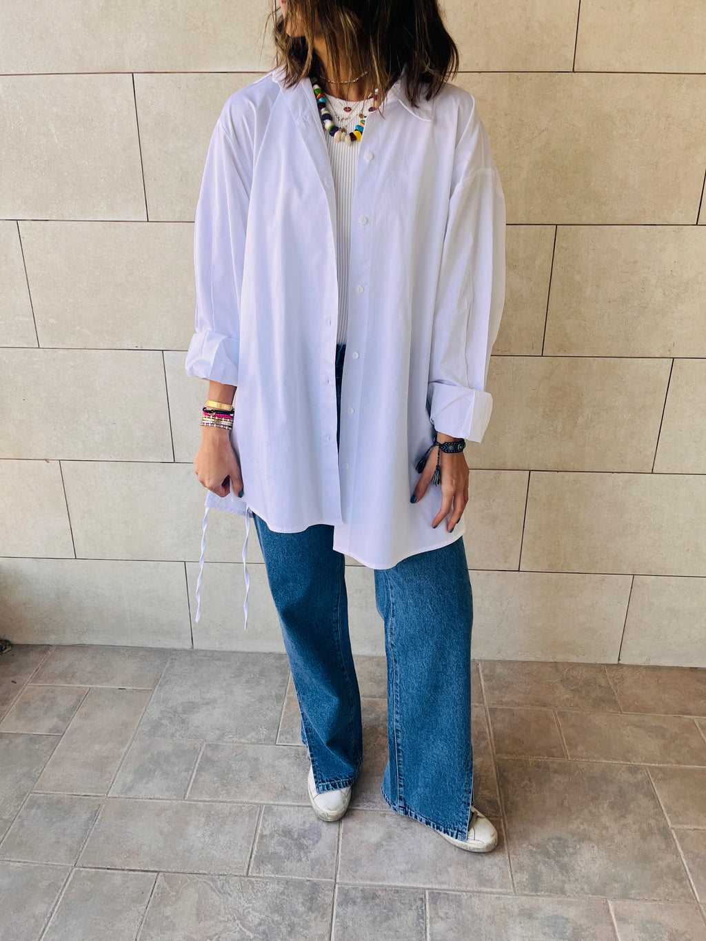 White Everywhere You Go Poplin Shirt