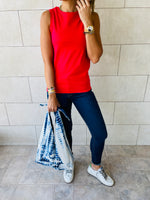 Black & Red & Beige Sleeveless T-Shirt