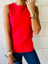 Black & Red & Beige Sleeveless T-Shirt