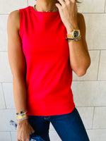 Black & Red & Beige Sleeveless T-Shirt