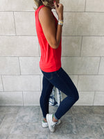 Black & Red & Beige Sleeveless T-Shirt