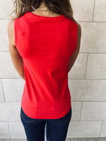 Black & Red & Beige Sleeveless T-Shirt