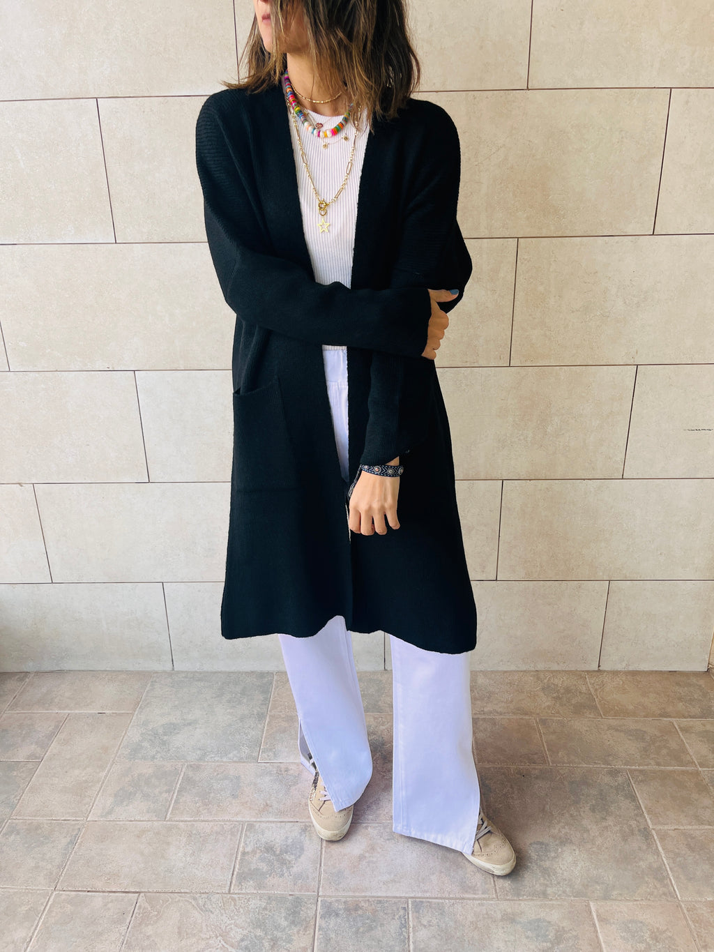 Black Chilly Night Longline Cardigan