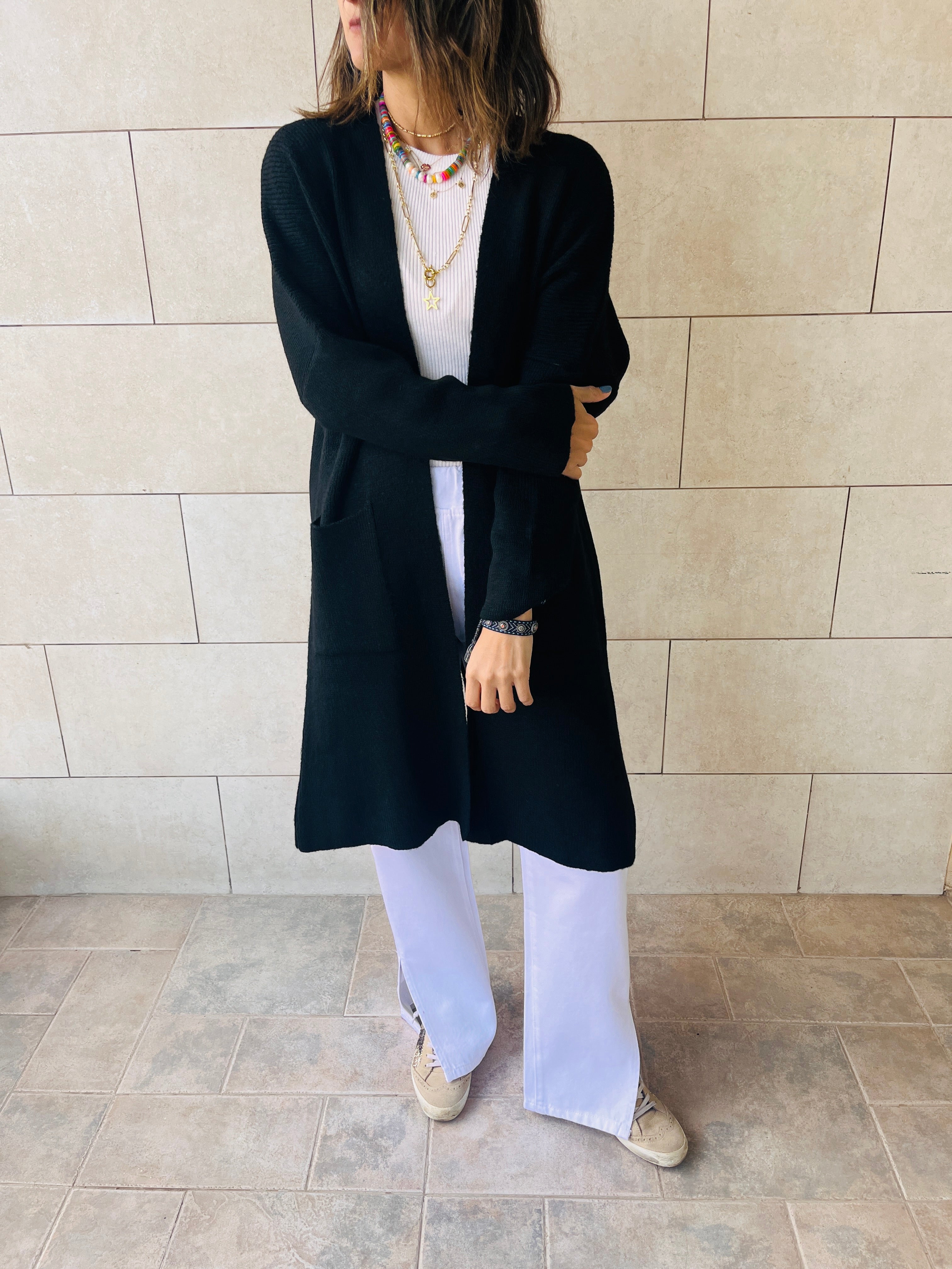 Black Chilly Night Longline Cardigan