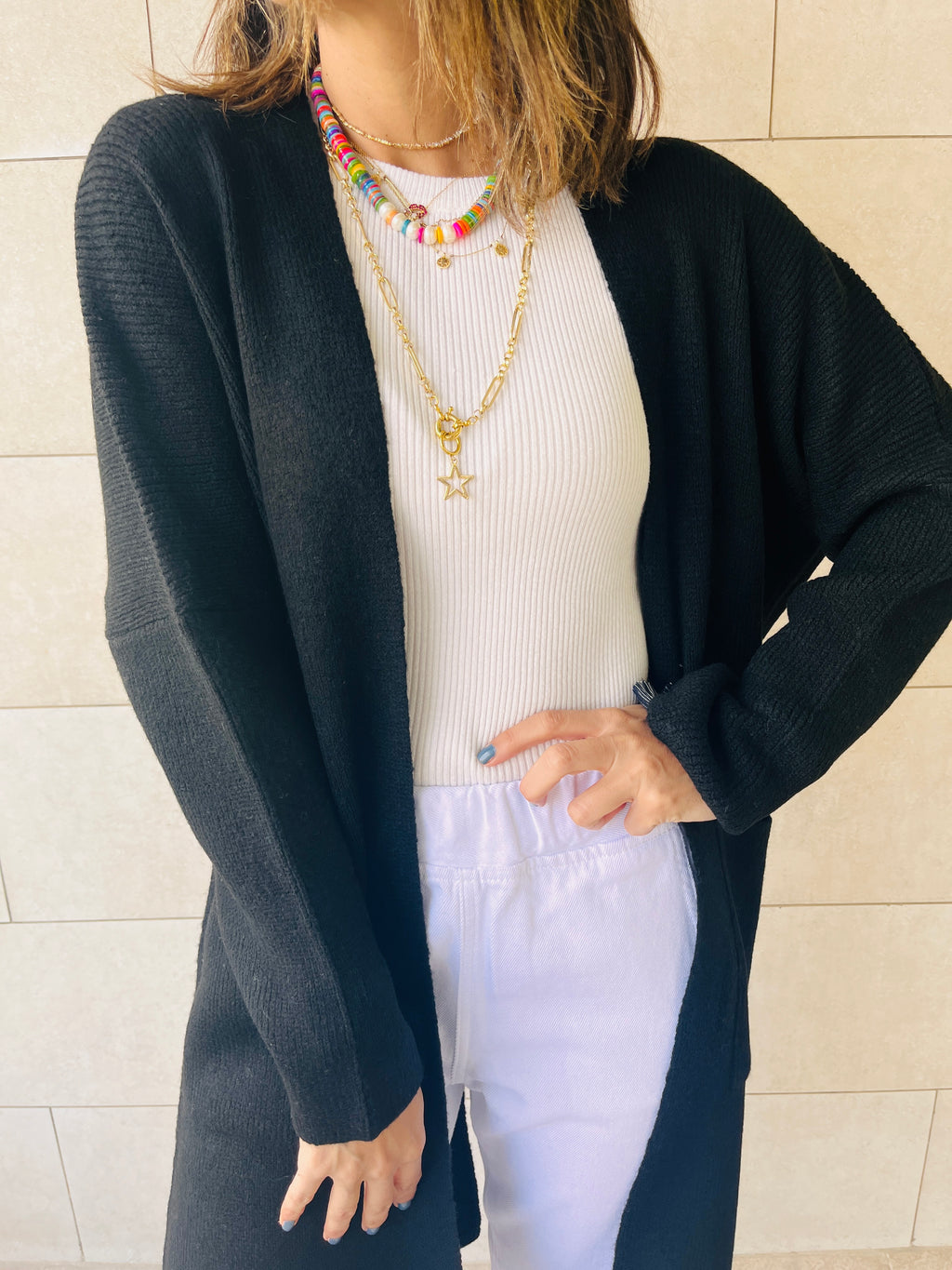 Black Chilly Night Longline Cardigan