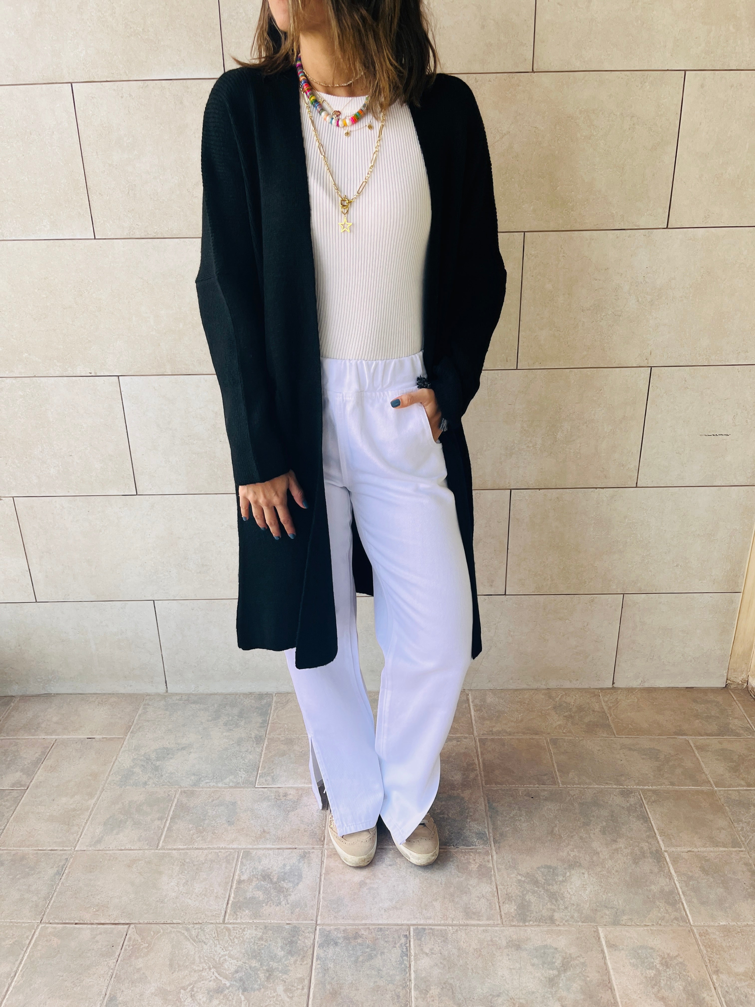 Black Chilly Night Longline Cardigan