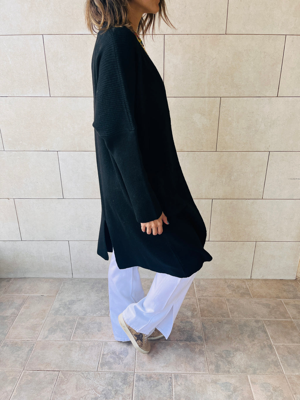 Black Chilly Night Longline Cardigan