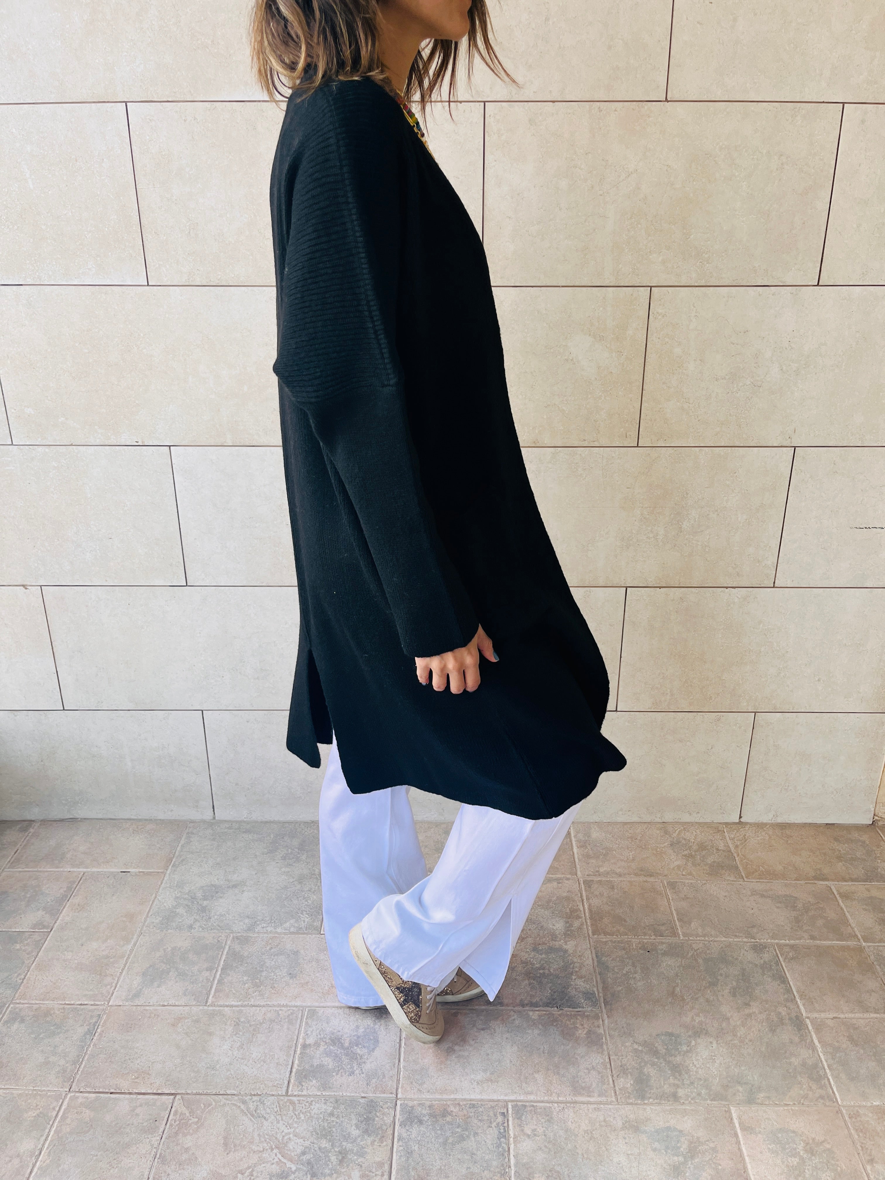 Black Chilly Night Longline Cardigan