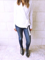 White Blazer Wrap Top