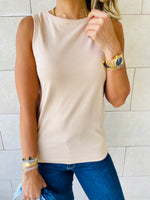 Black & Red & Beige Sleeveless T-Shirt